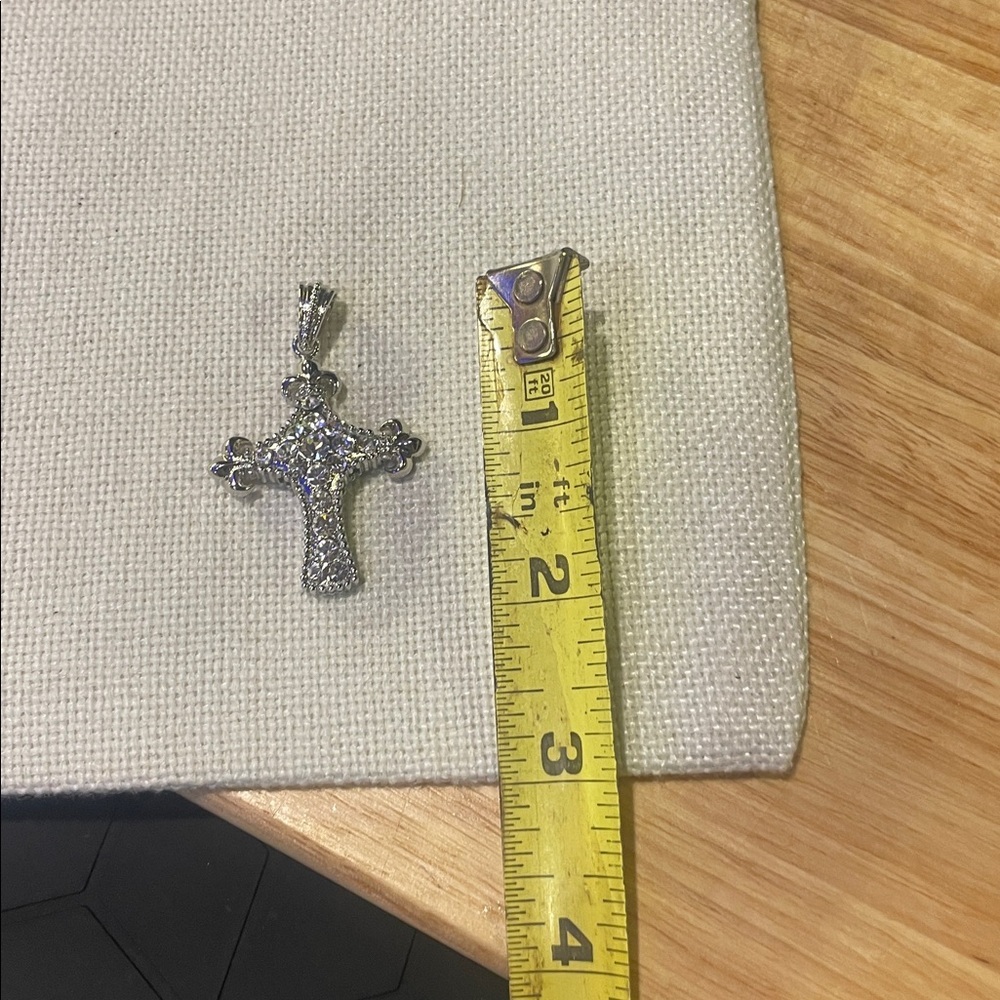 Silver Cross Pendant with Crystals - Picture 7 of 7